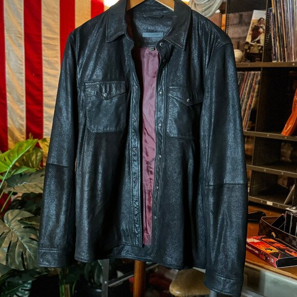 $698 JOHN VARVATOS Lionell Goatskin BLACK LEATHER JACKET (sz 50) - Picture 1 of 7